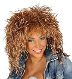 MIMIKRY Tina 80s Disco Queen Shag Cut Perücke Braun Löwenmähne fransig Locken Rockstar Popstar