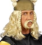 W WIDMANN MILANO Party Fashion V6263 - Perücke Gaulois mit Schnurrbart, blond, Wikinger, Gallier, Motto-Party, Karneval