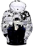 AMOMA Unisex Cosplay Anime Jujutsu Kaisen Kapuzenpullover Gojo 3D Digitaldruck Langarm Hoodie(XL,ComicsBlue)