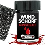 Monsters'n'Masquerade Wundschorf Kunstblut mit Schwamm | realistische Wunden schminken | verkrustetes Blut Schürfblut Halloween Horror Makeup Blutgel