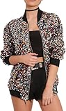 Bunte Pailletten-Bomberjacke für Damen, glänzender Glitzer, Meerjungfrau-Pailletten, Reißverschluss, Blazer, langärmelig, Frontreißverschluss, glitzernder Mantel, modisches Outfit für Konzert, Party,