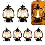 Johiux 6 Stück Schwarz Mini Laterne LED,Kleine Laterne Halloween Deko,Tischdeko Weihnachten,Mini Weihnachtsdeko Laterne,Led Weihnachtslaterne,Halloween Tischdeko,Ramadan Deko,Laterne Kinde St Martin