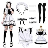 YushengTai French Maid Dress, Klassisches Dienstmädchen Kostüm, Dienstmädchen-Cosplay-Kostümset, Anime-Cosplay-Dienstmädchen Maid Kostüm, Party Karneval Weihnachten Kostüme, Größe M