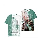 Anime Genshin Impact Kaedehara Kazuha T-Shirt Damen Print T-Shirts Herren Rundhalsausschnitt Kurzarm-Top für Erwachsene Jugend