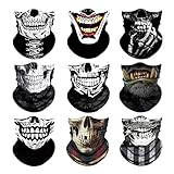CHIC DIARY 9 Stück Funktionstücher Totenkopf Gesichtsmaske Atmungsaktiv Gesichtstuch Motorrad Maske Sturmmaske Halstuch Bandana