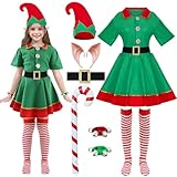Raveparty Elfen Kostüm Damen Herren Kinder, Weihnachtself Kostüm, Weihnachtsfrau Kostüm Kinder Damen Herren, Weihnachtsmann Kostüm Kinder Damen Herren, Weihnachtskostüm Karneval Party