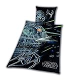 Star Wars 8 Death Star Rey Finn Tico Yoda Bettwäsche glatt 135x200 cm