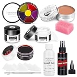 SFX Makeup Kit Halloween schminke set, kunstblut Blut Spray, flüssiglatex, latexmilch, Narben Wachs, Silikon Modellierung Compound, 6-Farben Bruise Gesicht Körperfarbe für Zombie Monster Cospaly