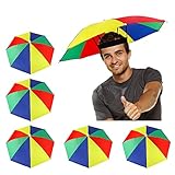 Heqishun 5 Stücke Regenschirmhut als Spassgeschenk an Karneval Regenschirmmütze, Spaßiges Accessoire Kopfregenschirm, Faltbarer Regenschirmhut für Dekoration Kostüm Golf Radfahren Angeln Gartenarbeit