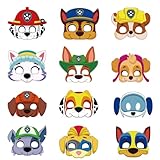 Deluisho Dog Patrol Masken Kinder Geburtstag, Puppy Party Masken Masken Geburtstag Deko Charakter Masken Passen Cosplay Halloween Maskerade Kindergeburtstag Partyzubehör