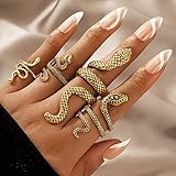 Clataly Vintage Schlange Offene Ringe Kristall Kreuz Index Finger Ring Pintail Ring Schmuck Geschenke für Frauen und Mädchen (Gold)