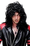 WIG ME UP - BW563-103 Karneval Fasching Schwarz Männer Frauen Unisex Locken Zottelfrisur lang Hardrock Heavy Metal Mähne
