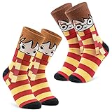 Harry Potter Damen Socken, 2er Pack Kuschelsocken Damen Flauschig mit ABS