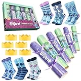 Disney Lilo Und Stitch Weihnachts Knallbonbons mit Socken, Marvel Mickey Mouse Frozen Christmas Crackers mit Lustige Socken - Kleine Geschenke Weihnachten (Blaugrün/Lila Stitch - Erwachsene)
