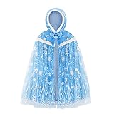 XEPST Kinder Umhang Prinzessin Blau Cape, Schneeflocke Prinzessin Umhang mit Kapuze Halloween Karneval Kostüm Umhang Prinzessin Cosplay Party Kostüm für Mädchen