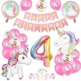 Einhorn 4 Geburtstag Deko, Luftballon 4. Geburtstag Rosa, 4 Ballon Einhorn Deko, Geburtstagsdeko Mädchen 4 Jahr, 4.Geburtstagsdeko Einhorn, 4.Geburtstagsdeko Mädchen, Ballon 4. Geburtstag