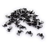 Oblique Unique 50 kleine Spinnen aus Kunststoff für Halloween Fasching Karneval Streudeko Tisch Deko Schwarz