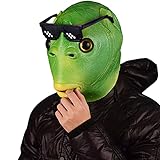 YYHCC Tier Latex,Murloc-Maske,realistische Tierlatexmaske,Animal Cosplay Prop,inklusive Einer lustigen Brille,Für Halloween Karneval Kostüm Party Parade