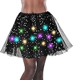 Tutu Damen, LED Rock Damen,Tutu-Rock, Mädchen Tüllrock Tutu ​Rock Pailletten Sterne Ballettrock Prinzessin Kleid Tutu für Party Tanzen, Fasching Cosplay Kostüm