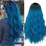 Mildiso Perücke Damenperücke Blau Lang Gewellt Locken Natürlich/Für Frauen Alltag Anime Cosplay Kostümparty Halloween Karneval 026A