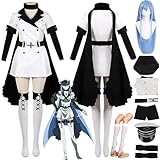 bbganlian Anime Charakter Esdeath Esdese Cosplay Kostüm Outfit Akame Ga KILL Uniform Komplettes Set Halloween Party Karneval Dress Up Anzug mit Perücke Hut für Frauen Mädchen (XL)