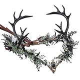 MOSTORY Leuchtende Elfenkrone – schwarzes Geweih-Kopfstück, gotischer Blumenreif, Elfen-Wald-Tiara für Frauen, Renaissance-Messe, Cosplay, Halloween-Kostüm, Fotoshooting