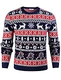 iClosam Herren Weihnachtspullover Strickpullover Langarm, Ugly Christmas Sweater Herren Weihnachtspulli, Lustige Strick Christmas Sweater, Pullover mit Rundhalsausschnitt