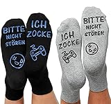 Lustige Socken, Gaming Socken Zocker Geschenke Mit Spruch BITTE NICHT STÖREN ICH ZOCKE Neuheit Gamer Socken Geschenk für Männer Jungs Teenager Kinder Geburtstag Valentinstag Geschenke Kleinigkeiten