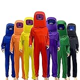 JQMAO Astronaut Kostüm Kinder Space Anime Cosplay Jumpsuit für Anzieh Kleidung Karneval Weihnachtsfeier Geburtstagsparty mit Helm Rucksack (Red, XL)