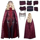 SINSEN Damen Wanda Maximoff Kostüm Scarlet Witch Cosplay Hose Anzug Umhang Outfit Kopfbedeckung für Halloween Party Karneval L