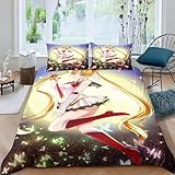 WolWes Anime Bettwäsche 135×200CM,Kinder Bettbezug Set Mit Kissenbezügen 80×80 cm，Japanisches Anime Moon Girl,Mikrofaser Bettbezug, Für Kinder Jungen und Mädchen（C1）