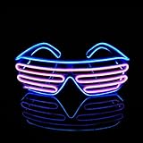 Therlan LED Brille Party, Neon Leuchtbrille, PartyBrille Leuchten, LED SonnenBrille, LED Flashing Kostüme Atzenbrille Led Brille für Rave EDM Party (Blau - Rosa)