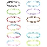 MXTIMWAN 12 Stück Choker Halskette Set, Stretch Choker, Tattoo Kette, Gummi Halsband, Damen Elastische Halskette