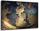 Westeros Karte Format 120x80 cm Bild auf Leinwand, XXL riesige Bilder fertig gerahmt mit Keilrahmen, Kunstdruck auf Wandbild mit Rahmen