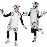 dressforfun Kostüm Zebra für Sie und Ihn | Aus weichem Fellimitat | Ärmellos und vorne mit praktischem Reißverschluss | Inkl. Handschuhe, Beinstulpen und Ganzkörperstrumpfhose (L | Nr. 300891)