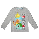 Pokemon Langarmshirt in verschiedenen Designs (DE/NL/SE/PL, Numerisch, 134, Regular, Grau 2)