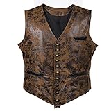 Bslingerie Herren Steampunk Gothic Faux Leather Kostüm Korsett Weste (M, Braun)