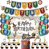 Wizard Geburtstags Deko, 39 Stück Magische Geburtstagsdeko, Wizard Geburtstag Hintergrund, Magische Zauberer Luftballons, Happy Birthday Girlande, Kindergeburtstag Deko Kuchen für Jungen Mädchen