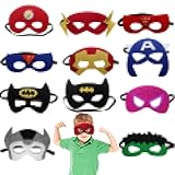 LUKIUP 12 Stück Kinder Party Masken, Filz Cosplay Party Masken Halbmasken mElastischen Seil für Erwachsene und Kinder Geburtstagsparty Maskerade Multicolor
