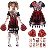 Cadimus Cheerleader Kostüm Halloween，Zombie Cheerleader，Halloween Kostüm Kinder Mädchen，Halloween Kostüm Damen，Geeignet für Halloween-Karnevalspartys oder Cosplay-Partys （XL）