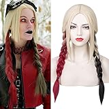 TOMIGO Damen Lange Geflochtene Perücke, Rot Blond Schwarz Rollenspiel Anime Perücke für Frauen Halloween Karneval Kostüm Cosplay