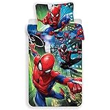 Jerry Fabrics Spiderman Character Childrens Bettwäsche mit Reißverschluss Bettbezug 140 x 200 cm und Kissenbezug 70 x 90 cm, Baumwolle, Multicolored, 200 x 140 x 0.5 cm