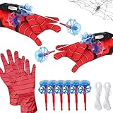 Funnity 2 Sets Spider Handschuhe mit Launch, Marve Spielzeug Spider Netzwerfer, Spider Handschuhe Spinnennetz, Spider Kostüm Kinder für Fasching Spider Cosplay Spider Geschenk