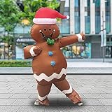 Aufblasbarer Weihnachts Kostüm, Lebkuchenmann Aufblasbares Kostüm für Erwachsene Aufblasbare für Halloween Party Geburtstag Weihnachten Cosplay Einfaches An und Ausziehen Batterie oder USB Angetrieben