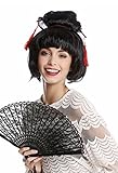 WIG ME UP - 90747-ZA103 Perücke Damen Halloween Karneval Japan Geisha Maiko Chinagirl Asiatin Dutt Steckfrisur schwarz