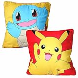 Pokemon | Pikachu & Schiggy | Kinder Kissen 40 x 40 cm | Dekokissen
