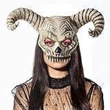 Fehodun Erwachsene Ziege Maske Halloween Ochse Widder Hörner Maske Gruseliges Schaf Schädel Halbgesicht Maske Teufel Antilope Cosplay Kostüm Requisiten Tier Maskerade