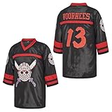 Herren Slashers Voorhees 13 Jason Hockey Trikot und Maske, Schwarz, L