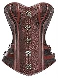 KUOSE Damen Vollbrust Faux Leder Steampunk Corsage Korsett Übergrößen S-6XL