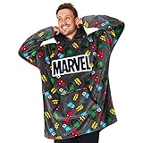 Marvel Übergroße Hoodie Decke Herren Kapuzenpullover Avengers (Grau AOP)